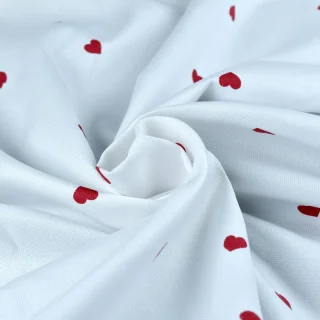 Tissu panama coton – Imprimé petits cœurs rouges "In Love" – "Collection Coco" - Les Filles à Pois Design Les Filles à Pois - De