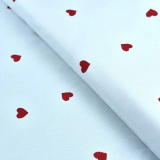 Tissu panama coton – Imprimé petits cœurs rouges "In Love" – "Collection Coco" - Les Filles à Pois Design Les Filles à Pois - De