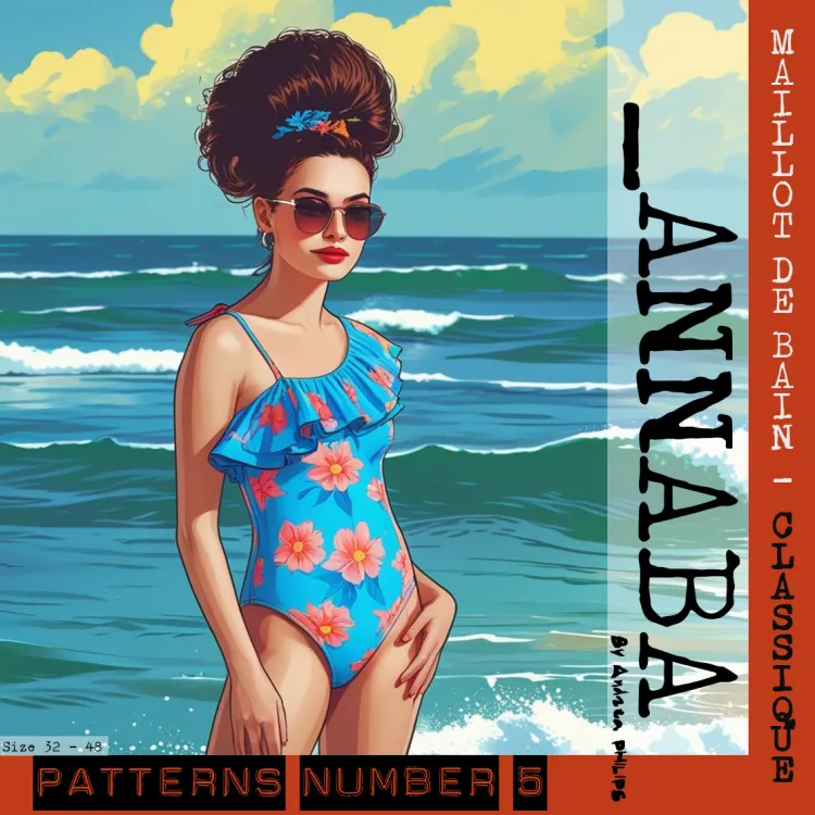 ANNABA - Patrón de traje de baño asimétrico de 1 pieza (PDF para descargar) ANNABA - Patrón de traje de baño asimétrico de 1 pieza (PDF para descargar)