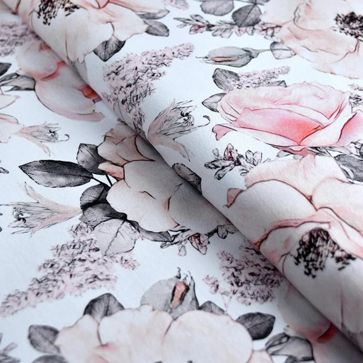 Tissu jersey “Églantine” – Fleurs blush – Collection Daisy – Les Filles à Pois Design