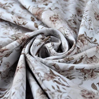 Tissu jersey “Herbier” – Fleurs sépia – Collection Daisy – Les Filles à Pois Design