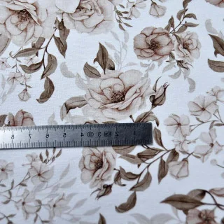 Tissu jersey “Herbier” – Fleurs sépia – Collection Daisy – Les Filles à Pois Design