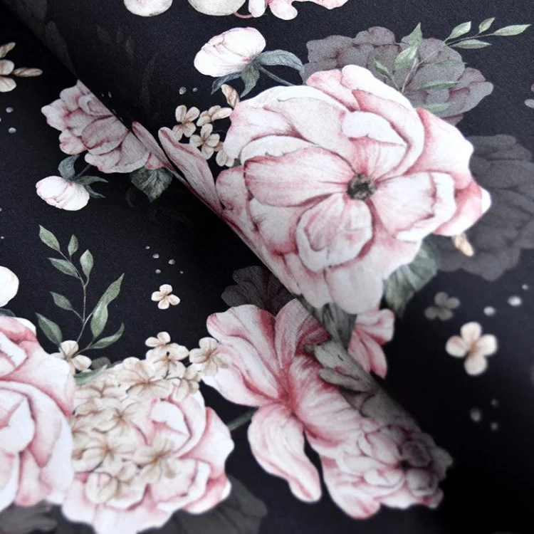 Tissu jersey “Herbier” – Fleurs sépia – Collection Daisy – Les Filles à Pois Design