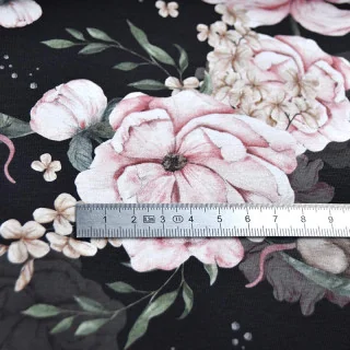 Tissu jersey “Herbier” – Fleurs sépia – Collection Daisy – Les Filles à Pois Design