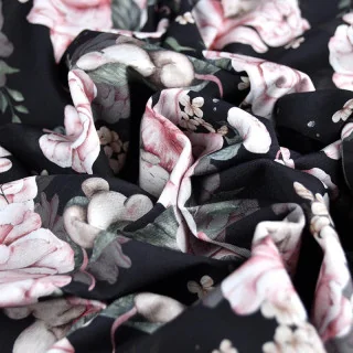 Tissu jersey “Herbier” – Fleurs sépia – Collection Daisy – Les Filles à Pois Design