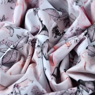 Tissu lycra “Églantine” – Floral blush et encre – Collection Daisy – Les Filles à Pois Design