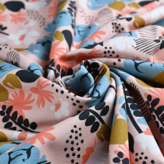 Tissu jersey fleurs "Jardin Graphique" multicolore - Collection Alyssa - Les Filles à Pois Design Les Filles à Pois - Design : m