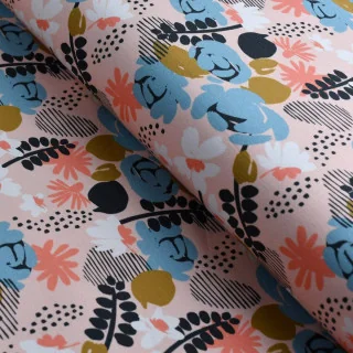 Tissu jersey fleurs "Jardin Graphique" multicolore - Collection Alyssa - Les Filles à Pois Design Les Filles à Pois - Design : m