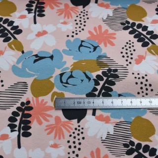 Tissu jersey fleurs "Jardin Graphique" multicolore - Collection Alyssa - Les Filles à Pois Design Les Filles à Pois - Design : m