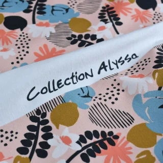 Tissu jersey fleurs "Jardin Graphique" multicolore - Collection Alyssa - Les Filles à Pois Design Les Filles à Pois - Design : m