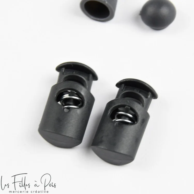 Arrêts cordon cylindriques plastique – Lot de 2 – Trou 5 mm – Plusieurs coloris