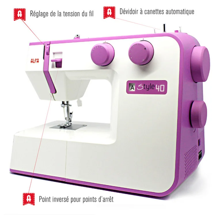 Machine à coudre Alfa Style 40 - 31 points mécaniques robustes et silencieux