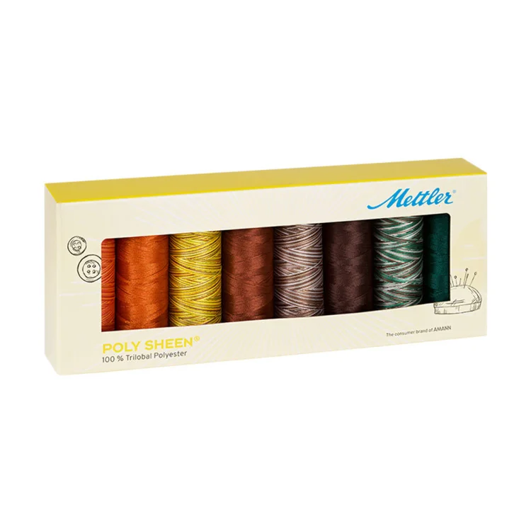Coffret Mettler Poly Sheen Autumn – 8 bobines n°40 (200 m) – Couleurs automnales
