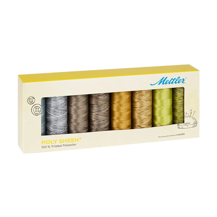 Coffret Mettler Poly Sheen Neutrals – 8 bobines n°40 (200 m) – Tons neutres & polyvalents