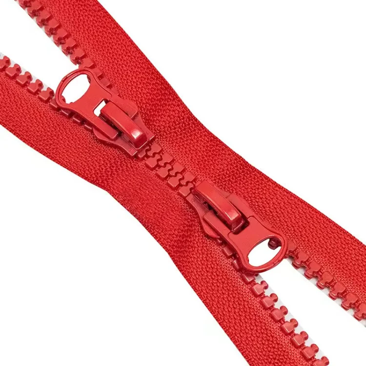 Fermeture éclair moulée séparable double curseur – 7 mm – 80, 90, 100 cm – 7 coloris