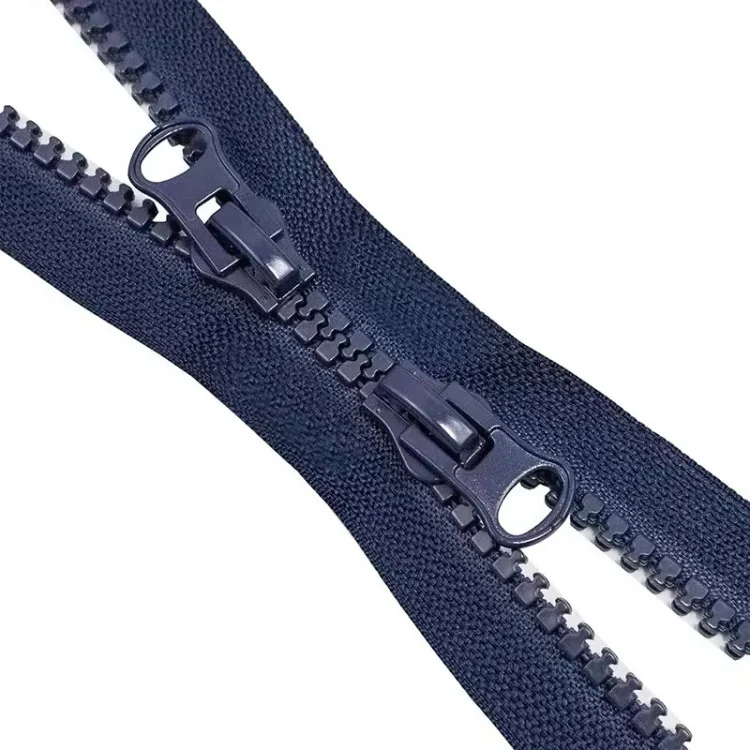 Fermeture éclair moulée séparable double curseur – 7 mm – 80, 90, 100 cm – 7 coloris