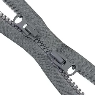 Fermeture éclair moulée séparable double curseur – 7 mm – 80, 90, 100 cm – 7 coloris