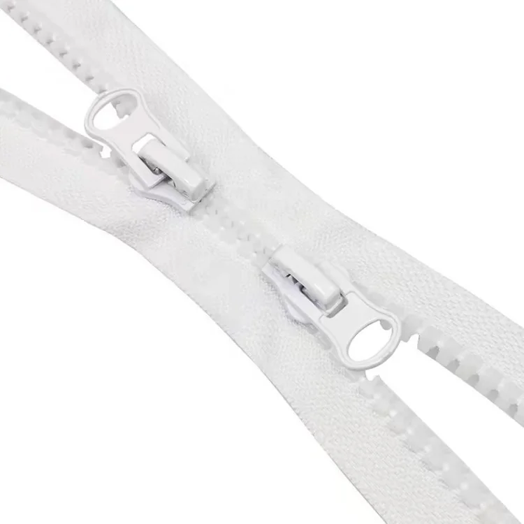 Fermeture éclair moulée séparable double curseur – 7 mm – 80, 90, 100 cm – 7 coloris