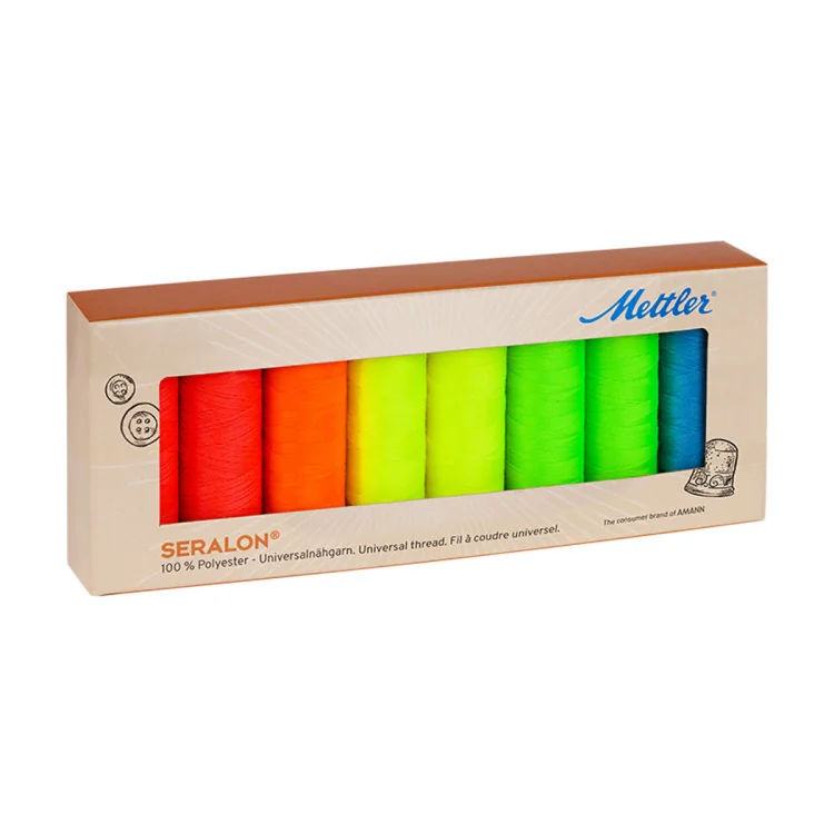 Coffret SERALON SE8 NEON – 8 bobines néon (200 m) – Fil polyester décoratif universel