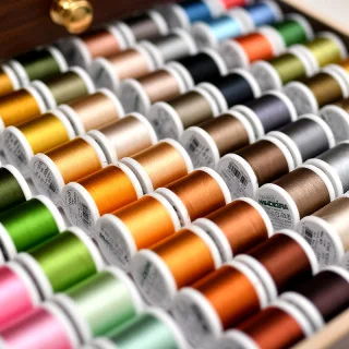 Coffret Madeira Rayon 40 – 194 bobines 200 m (édition bois de racine) | Fils à broder machine