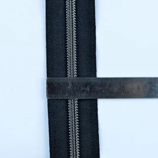 Fermeture Éclair au mètre gris anthracite — effet métal 6&nbsp;mm (3 curseurs) | Les Filles à pois