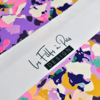 Tissu lycra maillot de bain fleurs "Flor de Vida" tons violets - UFP50+ - Collections Frida - Les Filles à Pois Design Les Fill