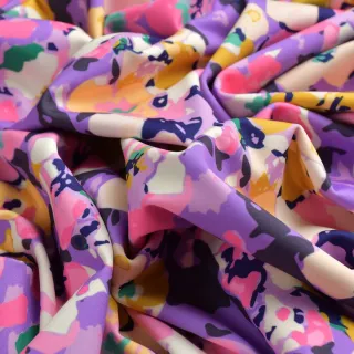 Tissu lycra maillot de bain fleurs "Flor de Vida" tons violets - UFP50+ - Collections Frida - Les Filles à Pois Design Les Fill