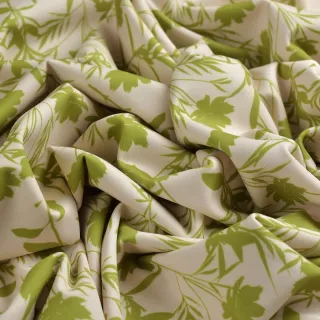 Tissu lycra maillot de bain fleurs "Zelenka" écru et vert - UFP50+ - Collections Klass - Les Filles à Pois Design Les Filles à 