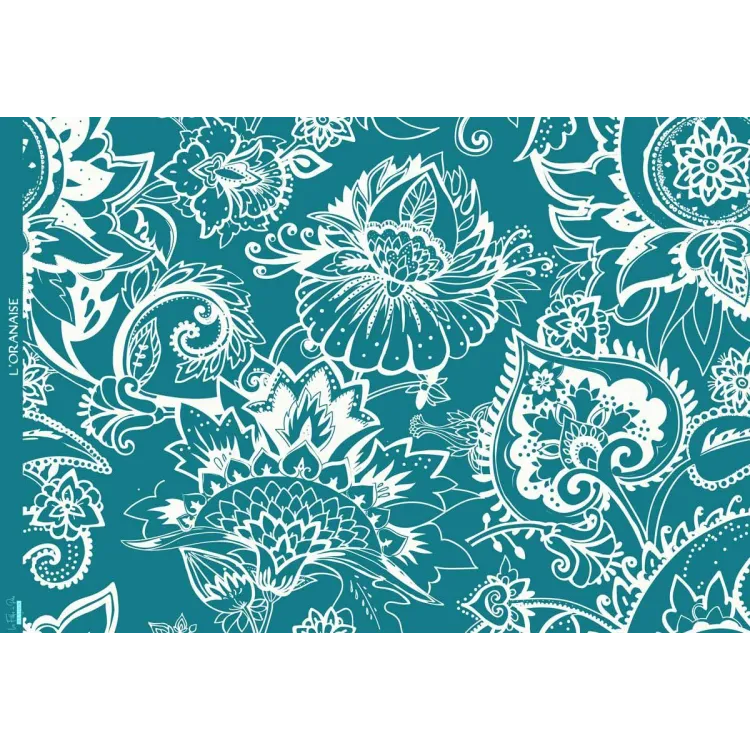 Tissu french terry "Emeraude d'Alger" paisley pétrole - Collection L'Oranaise - Les Filles à Pois Design Les Filles à Pois - Des