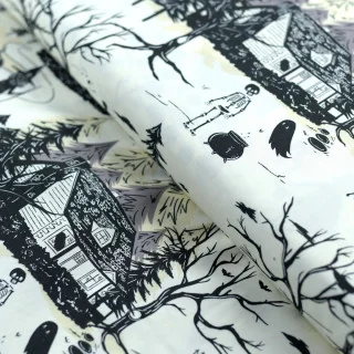 Coupon popeline coton Sweet'n Spookier – Happy Haunting – 2,50 m