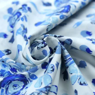 Coupon popeline coton True Blue – Swifting Flora – 2,50 m