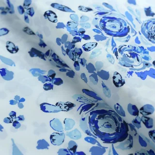 Coupon popeline coton True Blue – Swifting Flora – 2,50 m