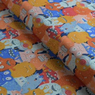 Coupon popeline coton Monster Parade – Collection Monster Ville – 2,50 m