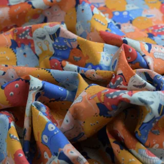 Coupon popeline coton Monster Parade – Collection Monster Ville – 2,50 m