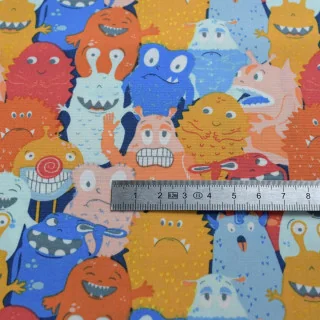 Coupon popeline coton Monster Parade – Collection Monster Ville – 2,50 m