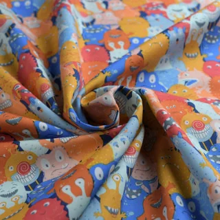 Coupon popeline coton Monster Parade – Collection Monster Ville – 2,50 m