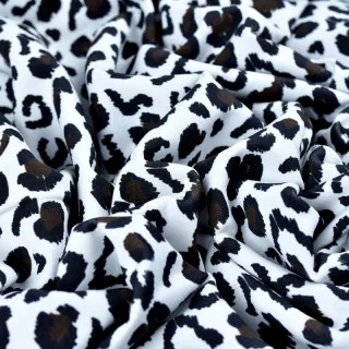 Tissu french terry léopard Baghera Blanc – Collection Klass | Les Filles à Pois Design