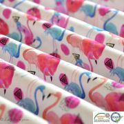 Tissu coton impression numérique motif flamant rose - Blanc, bleu et rose - Oeko-Tex ® Autres marques - 6