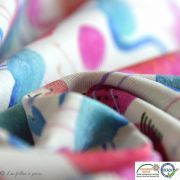 Tissu coton impression numérique motif flamant rose - Blanc, bleu et rose - Oeko-Tex ® Autres marques - 5