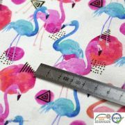 Tissu coton impression numérique motif flamant rose - Blanc, bleu et rose - Oeko-Tex ® Autres marques - 7