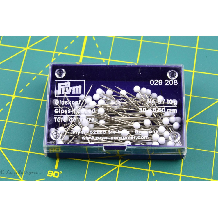 Alfinetes de costura com cabeça de vidro - brancos - Prym ® 029208 Prym ® - Mercerie - 1 Alfinetes de costura com cabeça de vidro - brancos - Prym ® 029208 Prym ® - Mercerie - 1