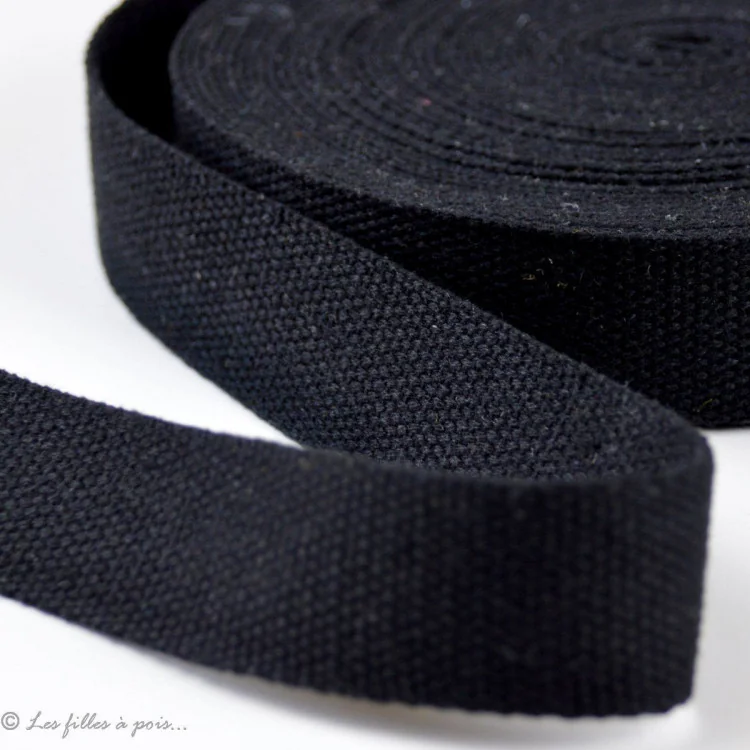 Sangle Nylon 25 Mm Noir - Rouleau De 30 Mètres - Pour Sac à Dos, Bagages, Ceintures, DIY - Polyester Résistant, Coupe Et Couds Facile