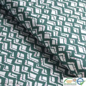 Tissu popeline motif zigzag - vert et blanc Autres marques - 1
