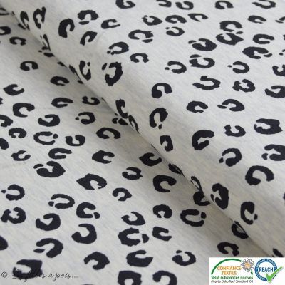 Tissu jersey coton motif léopard -  Gris et noir Autres marques - 1