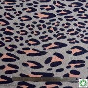 Tissu jacquard motif léopard Safari - Gris et rose - Bio - ALB Stoffe ® - Hamburger Liebe ® ALBStoff feat Hamburger liebe ® - Ti