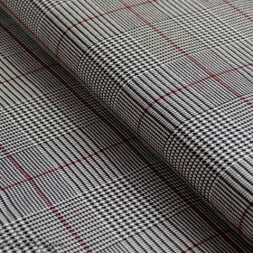 Tissu gabardine de coton stretch motif Prince de Galles - Gris et rouge Autres marques - 1