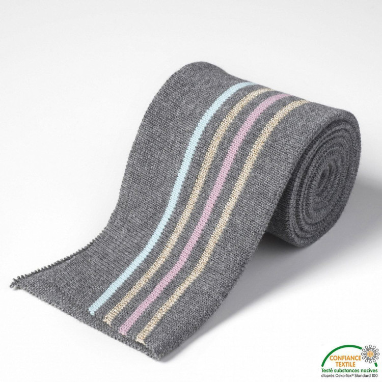 Doble raya acanalada - Gris marengo, azul, dorado y rosa Autres marques - Tissus et mercerie - 1 Doble raya acanalada - Gris marengo, azul, dorado y rosa Autres marques - Tissus et mercerie - 1
