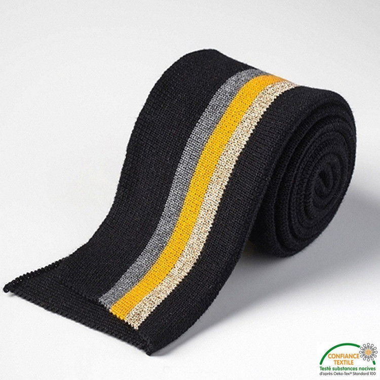 Risca dupla com nervuras - Preto, cinzento, dourado e amarelo mostarda Autres marques - Tissus et mercerie - 1 Risca dupla com nervuras - Preto, cinzento, dourado e amarelo mostarda Autres marques - Tissus et mercerie - 1