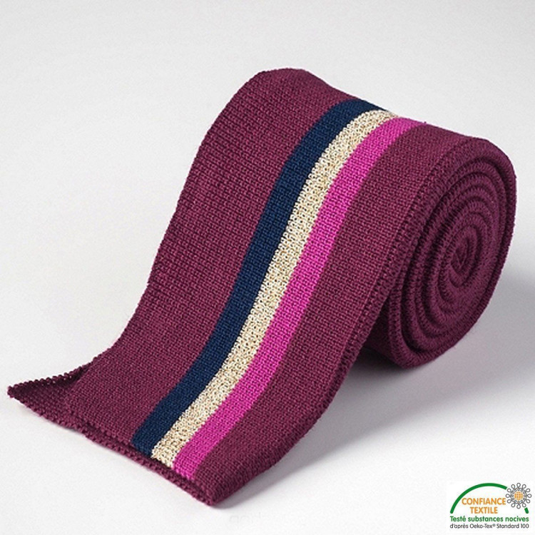 Doble raya acanalada - Vino, azul marino, dorado y fucsia Autres marques - Tissus et mercerie - 1 Doble raya acanalada - Vino, azul marino, dorado y fucsia Autres marques - Tissus et mercerie - 1