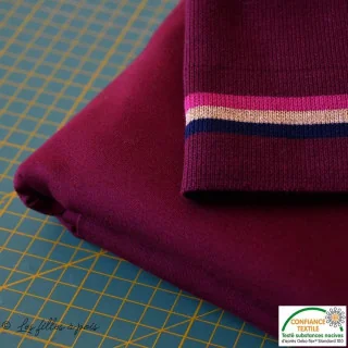 Bord-côte rayé bordeaux fuchsia marine doré – 6.5x140cm Tissus et mercerie créative – Nos sélections sans marque - 2